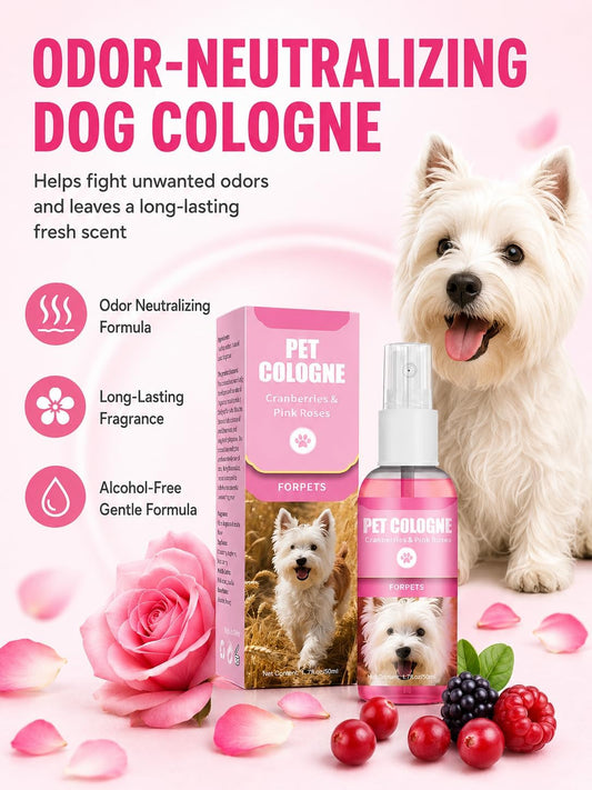Pet perfume deodorizing freshener with cranberry pink rose packaging