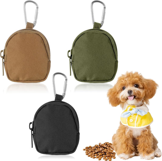 Tucnoeu 3 piece dog treat pouch set in black khaki and green