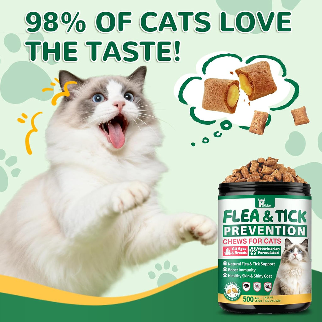 Cudory cat flea treatment five hundred count bottle natural pest protection