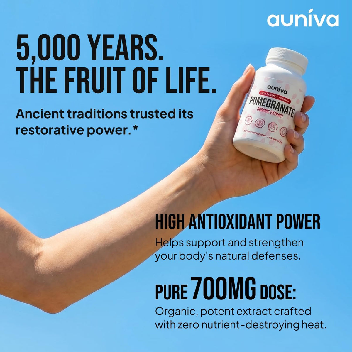 Organic Pomegranate Capsules 700mg - Pomegranate Fruit Extract Supplement - Organic Pomegranate Extract for Antioxidant, Heart & Energy Support - Ancient Wellness Formula - 60 Capsules - Image 4