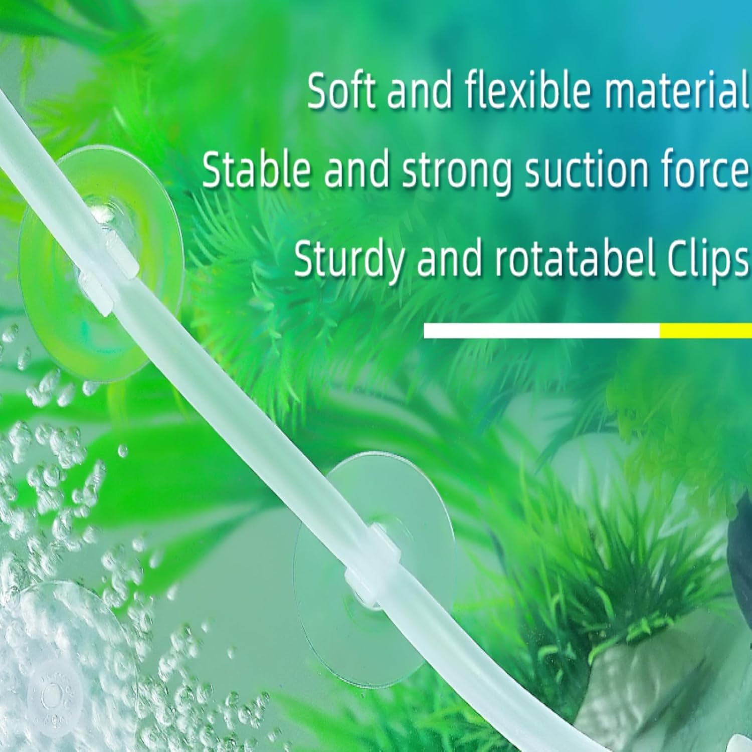 AQUANEAT fish tank suction holders showing how to route air pump lines neatly.