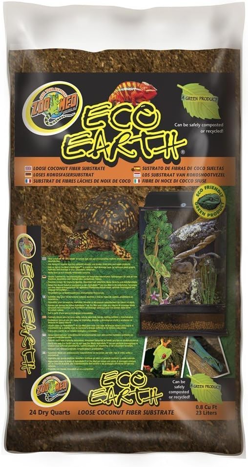 Zoo Med Eco Earth Loose Coconut Fiber Substrate 24 Quarts front view premium reptile bedding
