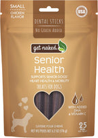 Get Naked senior health dog dental sticks in a bowl