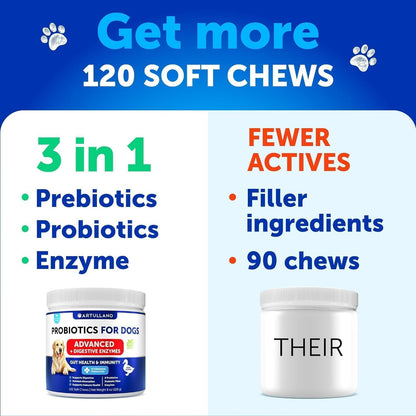 Side view of Artullano 120 chews container highlighting allergy relief benefits