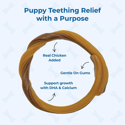 Six pack puppy teething ring treats with calcium and DHA