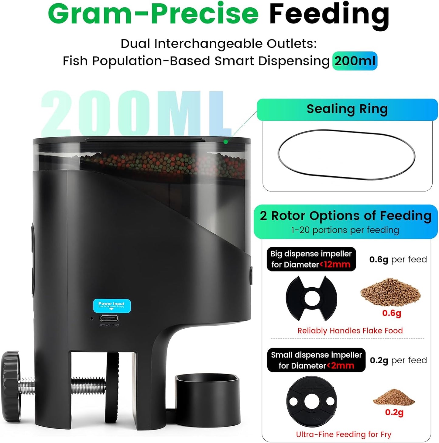 Fishkeeper automatic betta fish feeder displaying the smartphone application interface for setting custom feeding schedules.