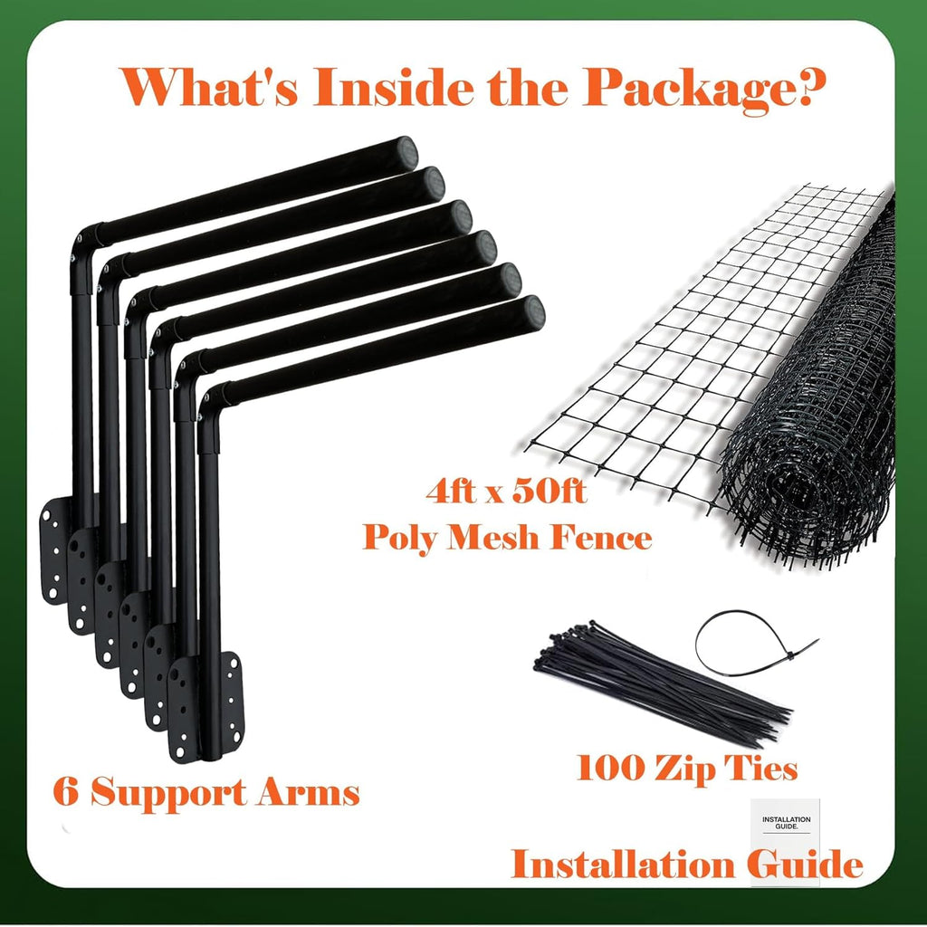 50FT Cat-Proof Fence Topper System 24" Horizontal Outreach Steel Extender Anti-Climb Conversion Kit for Brick/Wood/Vinyl/Metal Fences Pet Safe Barrier (Mesh and Arms Kit) Upgrade - Image 5