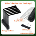 50FT Cat-Proof Fence Topper System 24" Horizontal Outreach Steel Extender Anti-Climb Conversion Kit for Brick/Wood/Vinyl/Metal Fences Pet Safe Barrier (Mesh and Arms Kit) Upgrade - Image 5