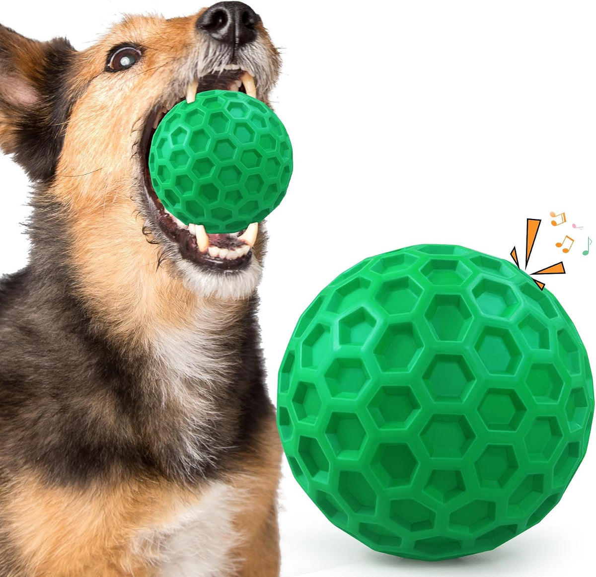 Zrifaqesw tough dog chew toy front view of rubber ball
