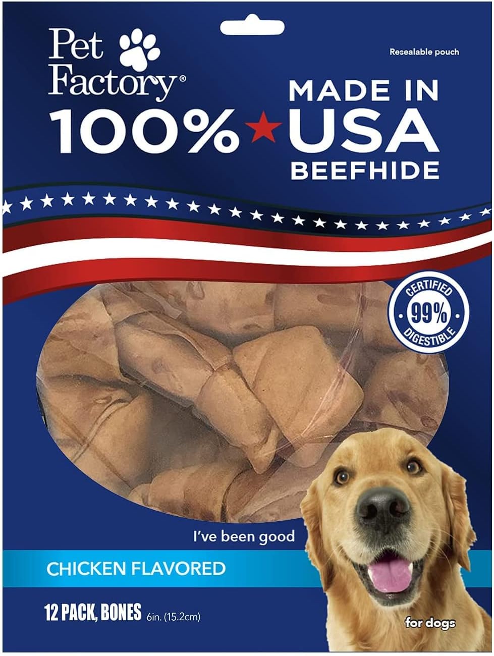 Pet Factory 100% Made in USA Beefhide Dog Chews - 6-7" Knotted Rawhide Bones for Dogs, Natural Flavor Long-Lasting Dog Chew Treats, Helps Support Dental Health, 8 Count Pack - Image 10