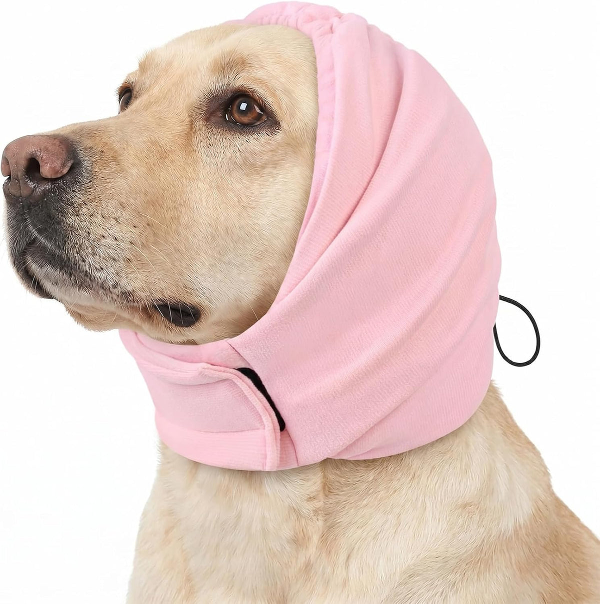 Sunfura dog calming hoodie front view pink ear muffs for anxiety relief
