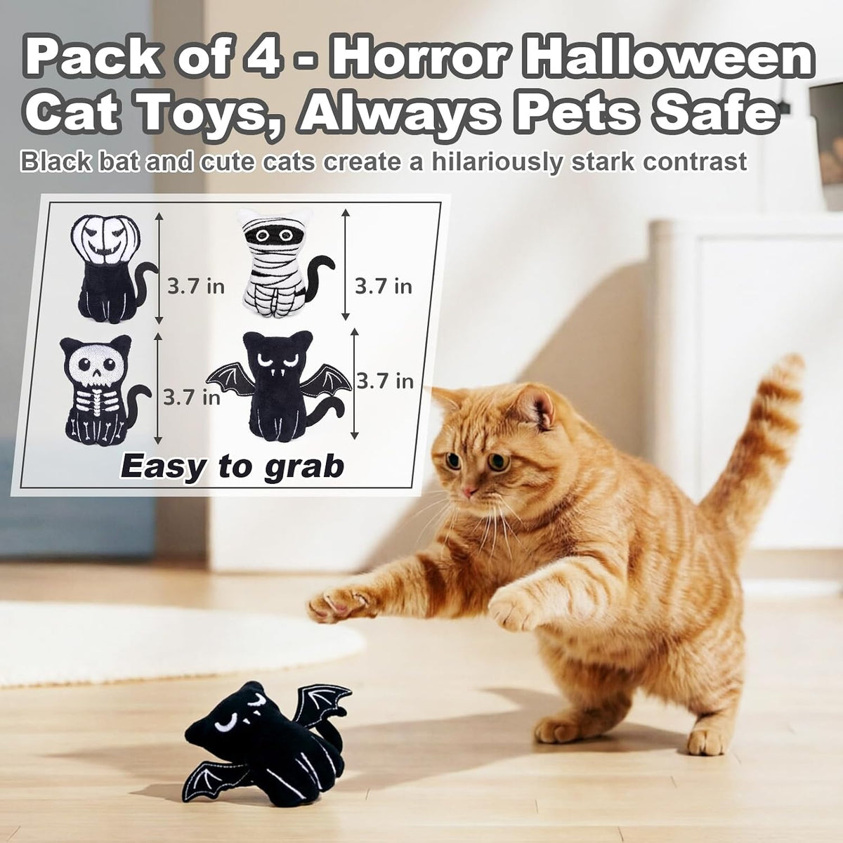 Catnip Halloween Cat Toys, Goth Kitten Toy for Indoor Cats ,4PCS - Image 4