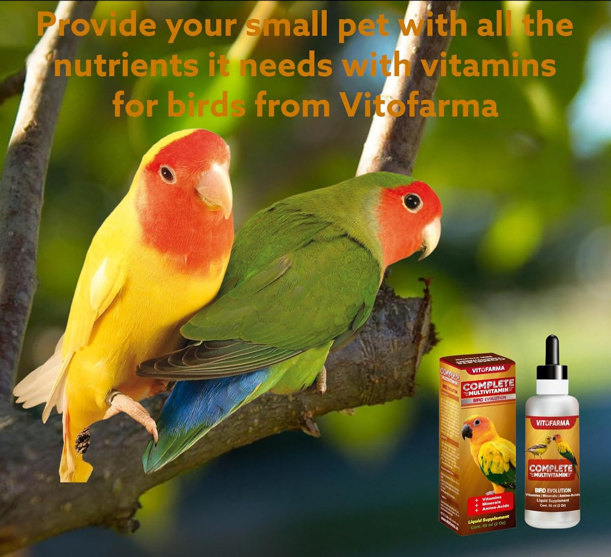 Vitofarma bird liquid supplement container side profile