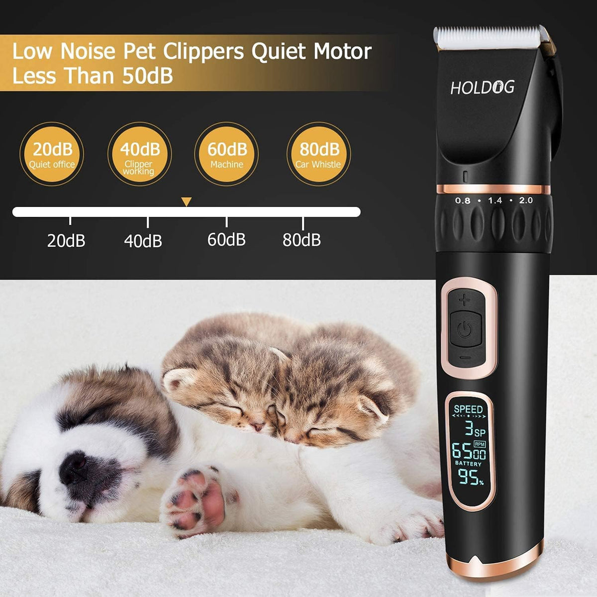 HOLDOG professional dog clippers for thick coats side profile view