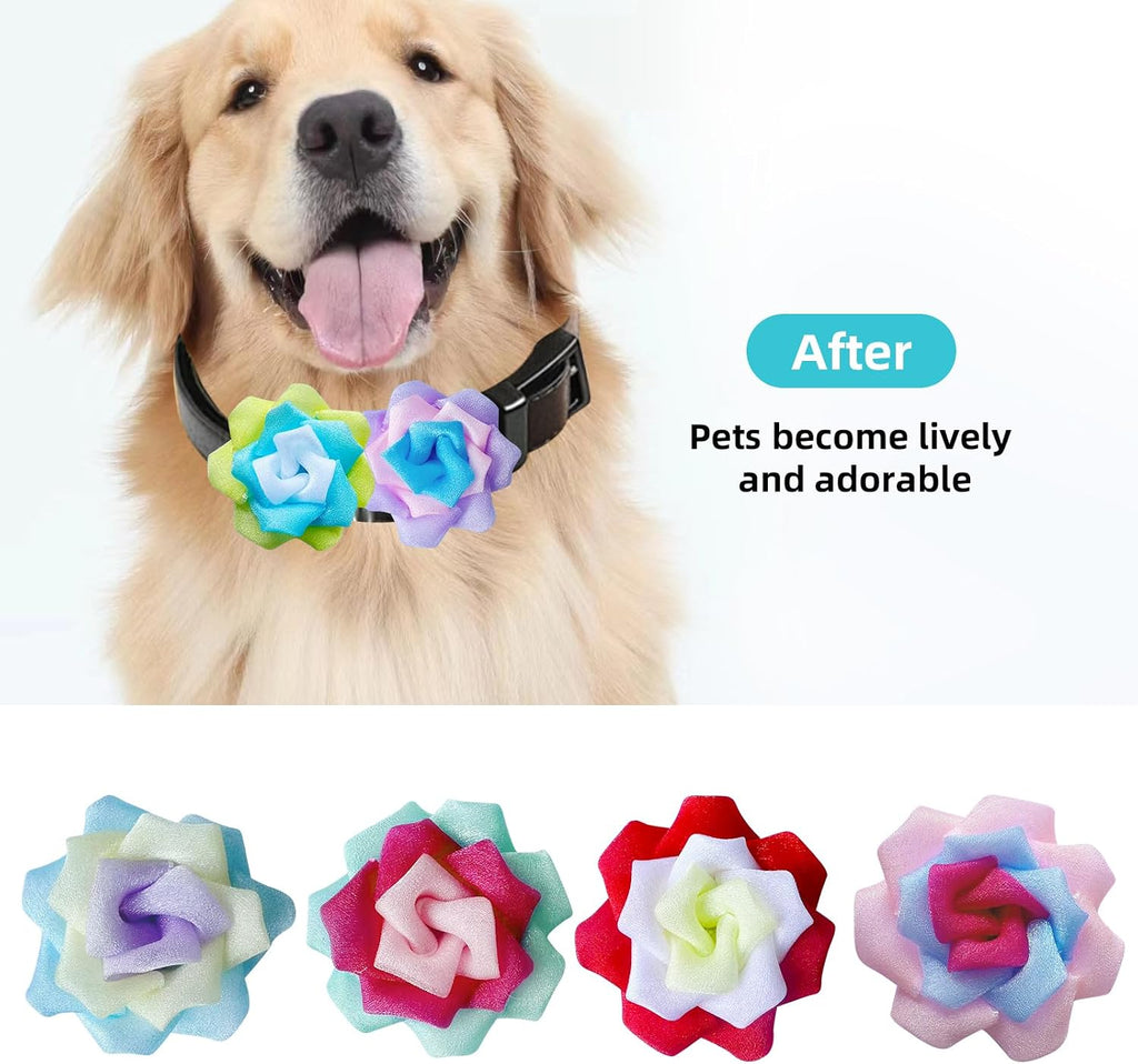 Soft cloth floral pet collar accessories pack of six premium imported charms