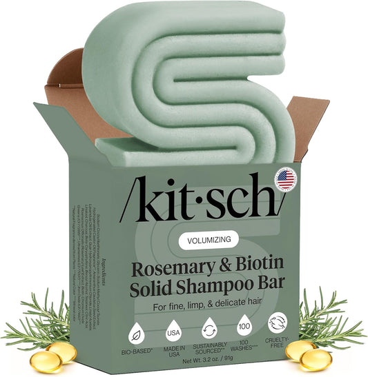 Kitsch Rosemary And Biotin Shampoo Bar front view of packaging for hair growth