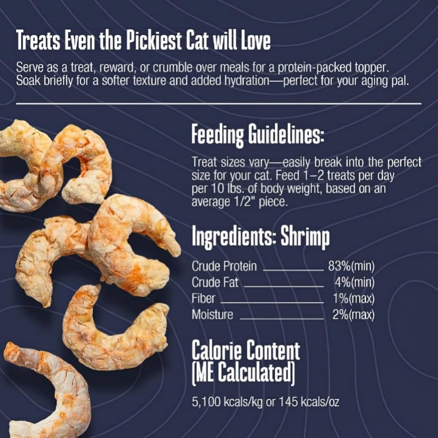 Whole Life Pet Just One Ingredient Shrimp treats nutritional value display