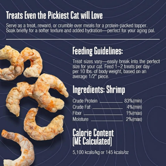 Whole Life Pet Just One Ingredient Shrimp treats nutritional value display