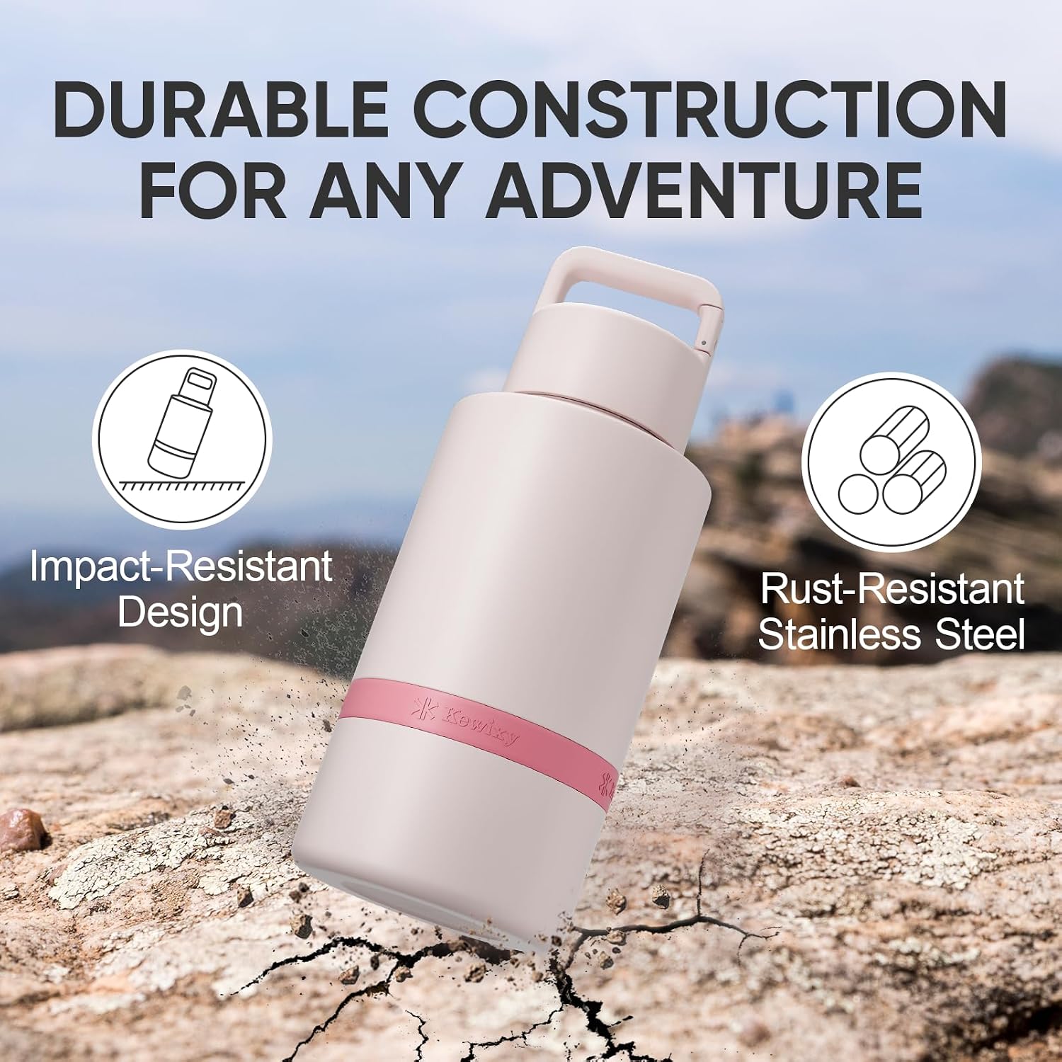 Premium stainless steel travel bottle for pets being unpacked for outdoor camping