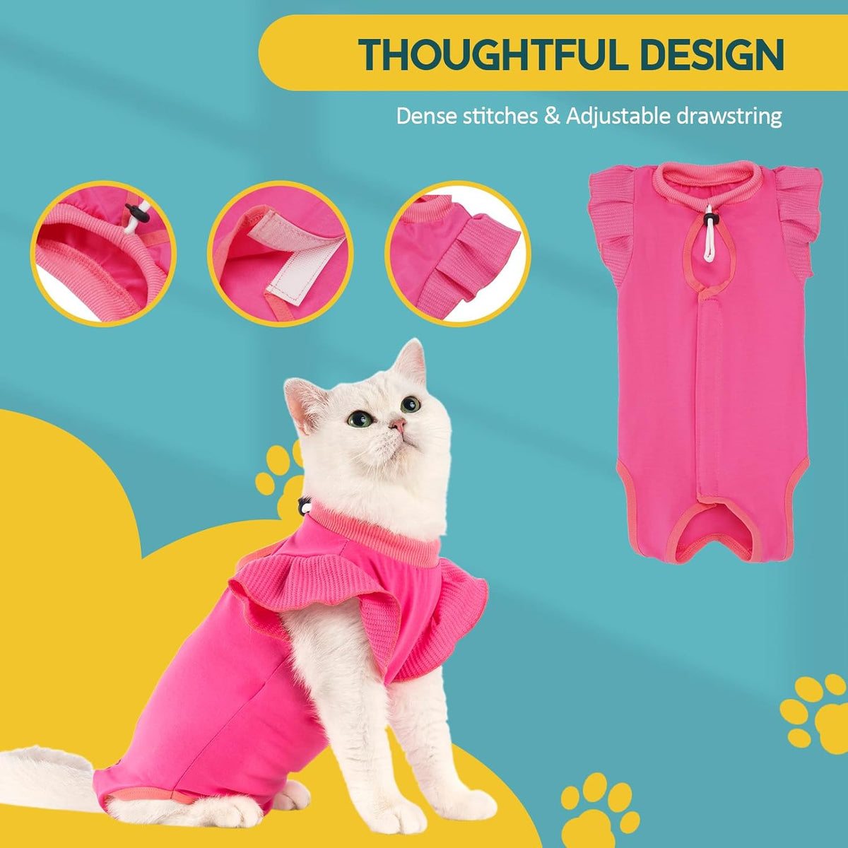 Avont Cat Elizabethan Collar alternative protective bodysuit on a small cat