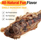 Single ingredient digestible beef tail bone dog chew treats packaging back.