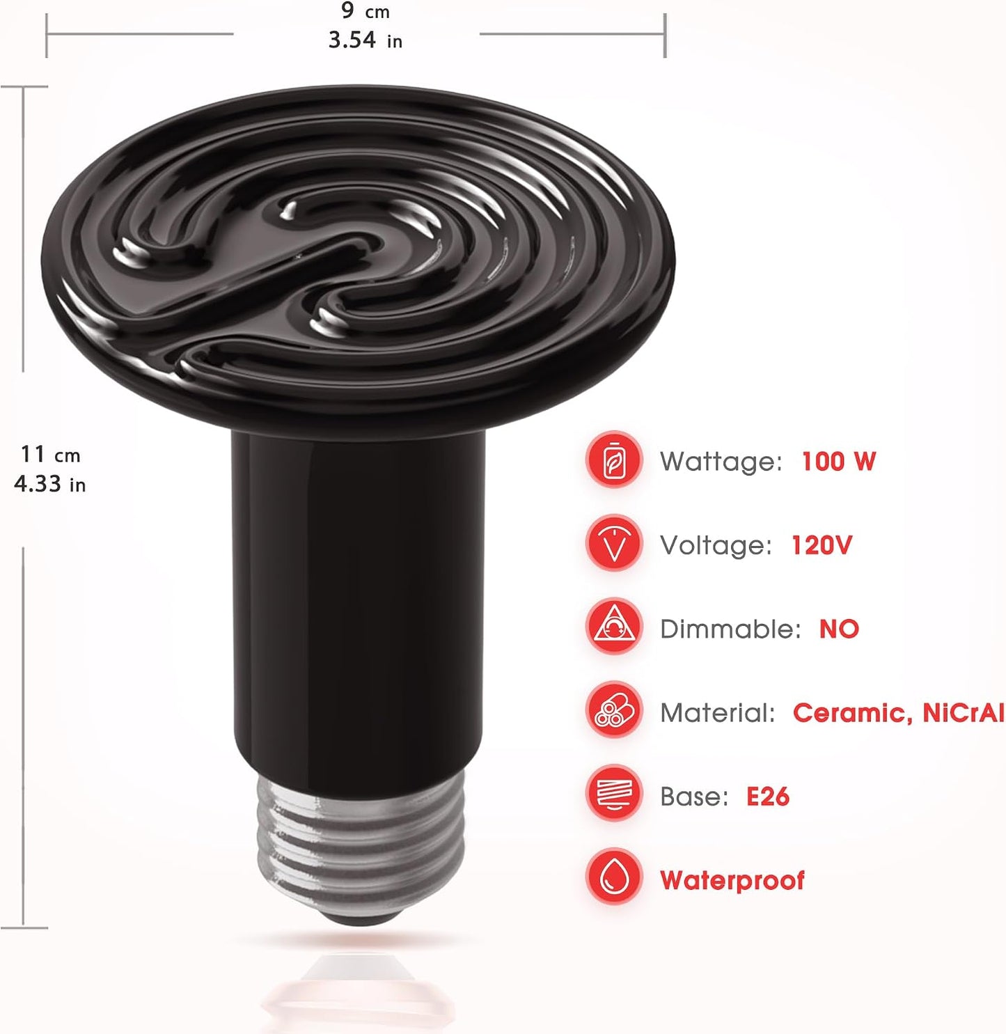 Detailing the heavy duty NiCrAl alloy heating element inside the DaToo ceramic reptile heat lamp bulb.