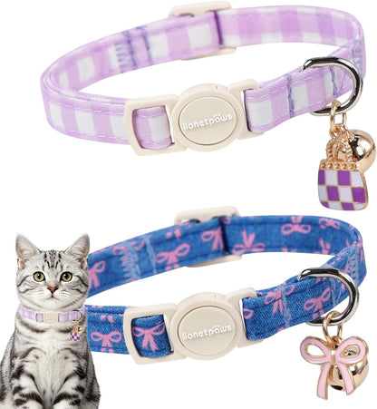 LIONET PAWS 2 Pack Breakaway Summer Cat Collars, Cute Soft Cotton Blue Beach Themed Kitten Collars with Bell for Boy Girl Cats - Image 10