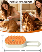 Lifestyle shot of pet being groomed with ACITMLLC steam brush