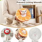 Orange pattern comfortable kitten neck cone with adjustable toggle drawstring