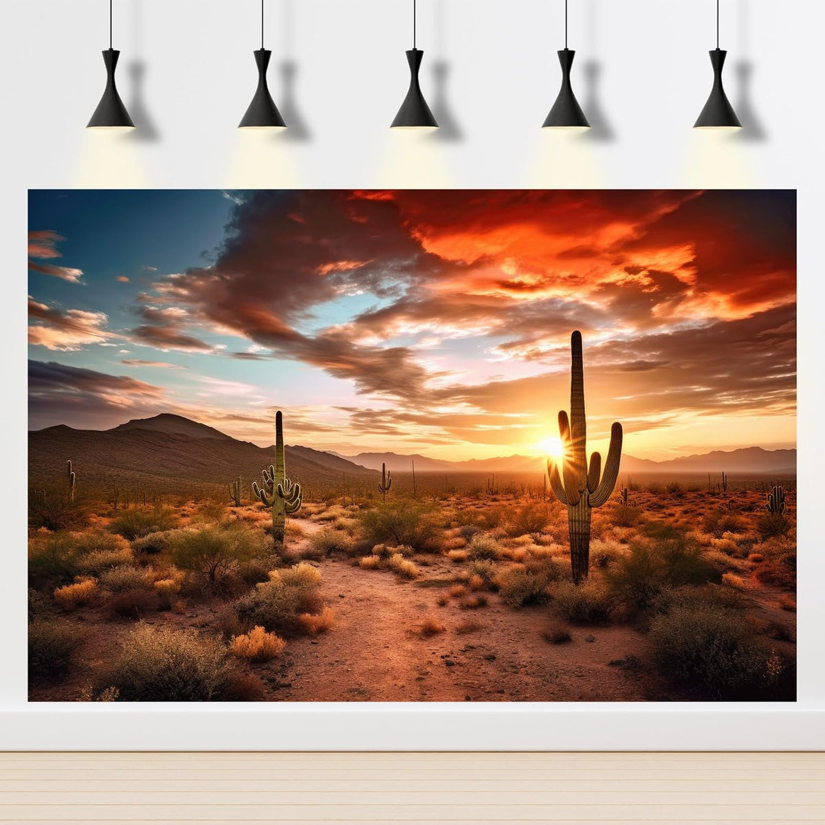 Durable vinyl fish tank background with Arizona Sonoran Desert scenery.