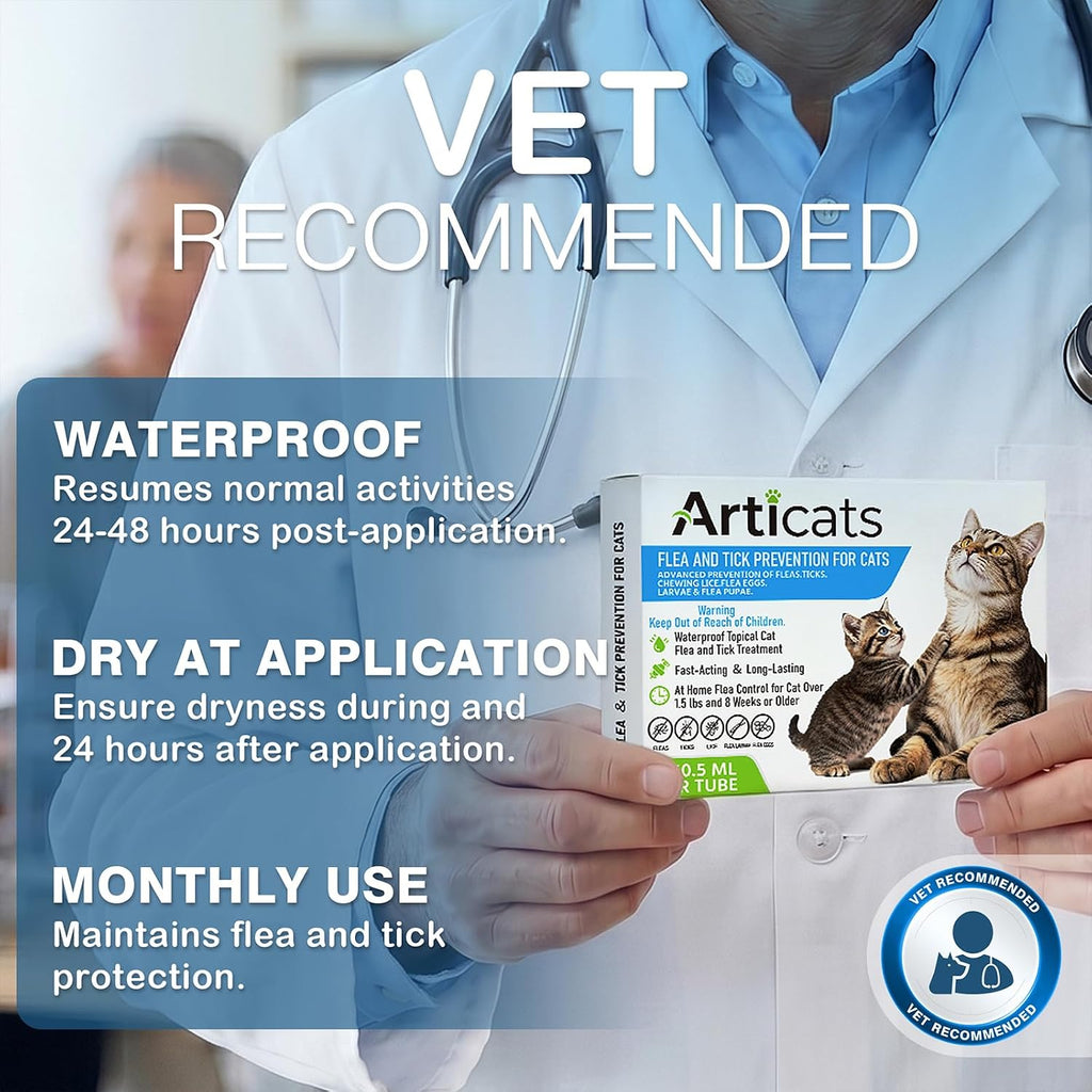 Back of Articats flea and tick prevention packaging for cats