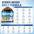 Cudory multivitamins for cats of all ages showing the nutritional benefits label
