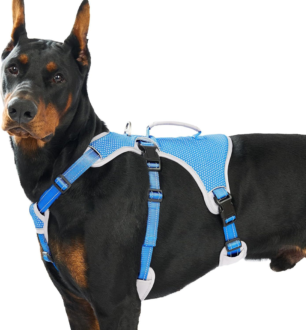 Huntboo Escape Proof Dog Harness, Escape Artist Harness, Reflective Dog Harness with Handle, Durable,Adjustable Vest for Small Medium Large Dogs Walking, Training, and Running Gear(Technicolor Blue,S) - Image 9