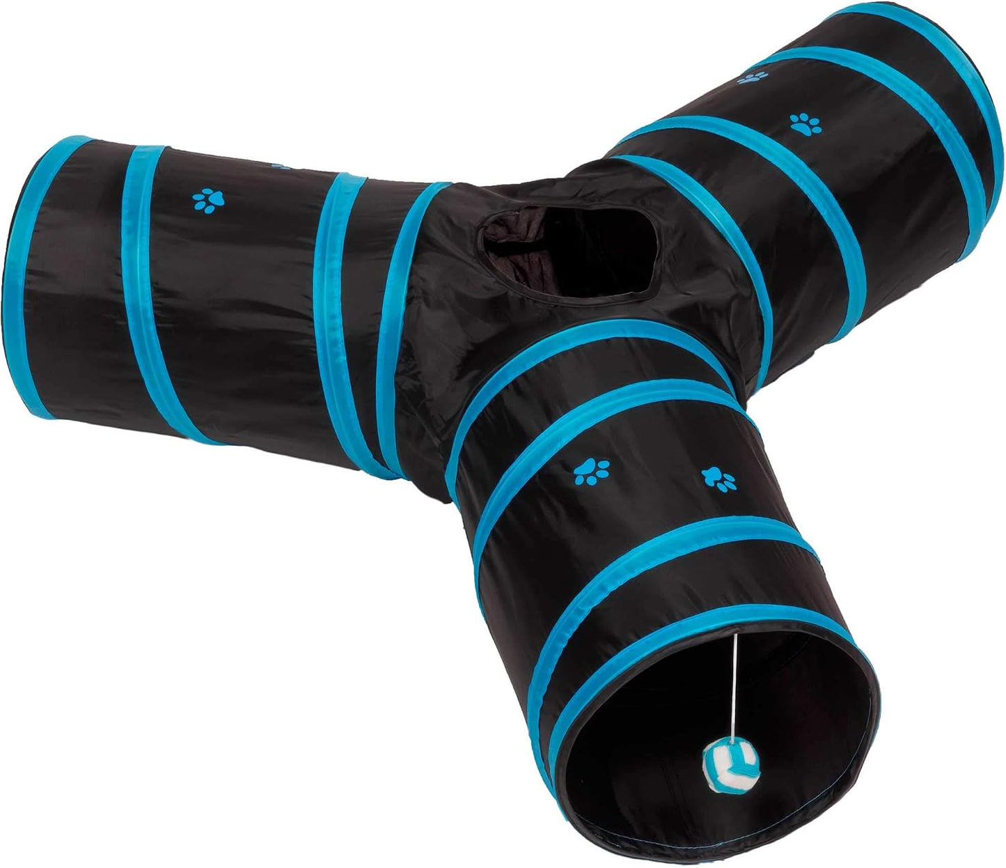 Cat Tunnel - Collapsible 3 Way Play Toy - Interactive Tube Toys for Rabbits, Kittens, and Dogs - Black/Pink - Image 11