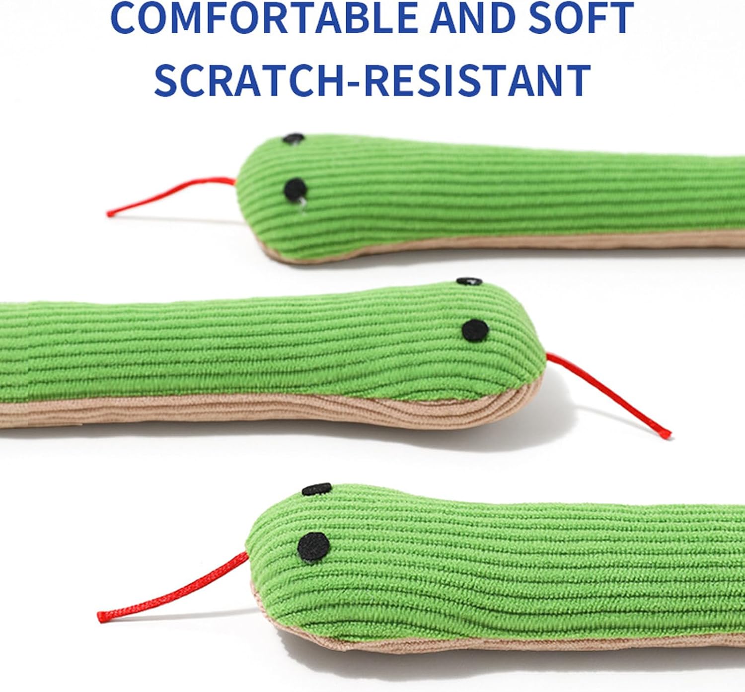 Peiiwdc stuffed snake toy for cats highlighting the safe stitched detailing and bulk packaging style.