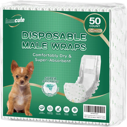 IMMCUTE Dog Diapers Male Small 50 Ct, Male Dog Diapers Disposable with Wetness Indicator, Adjustable Puppy Diapers Male, Flashdry Gel Technology, Male Dog Wraps for Incontinence & Marking - Image 15