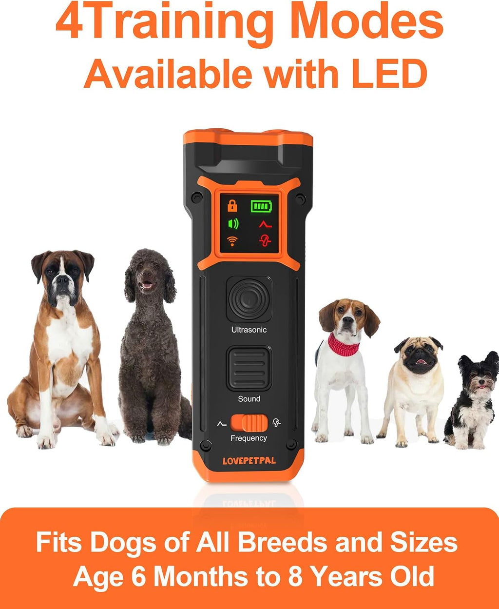 Side profile of Lovepetpal orange dog training tool