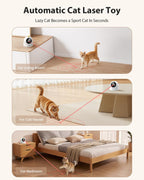 Interactive pet laser toy for indoor cats displaying the three hundred sixty degree rotating mechanism.