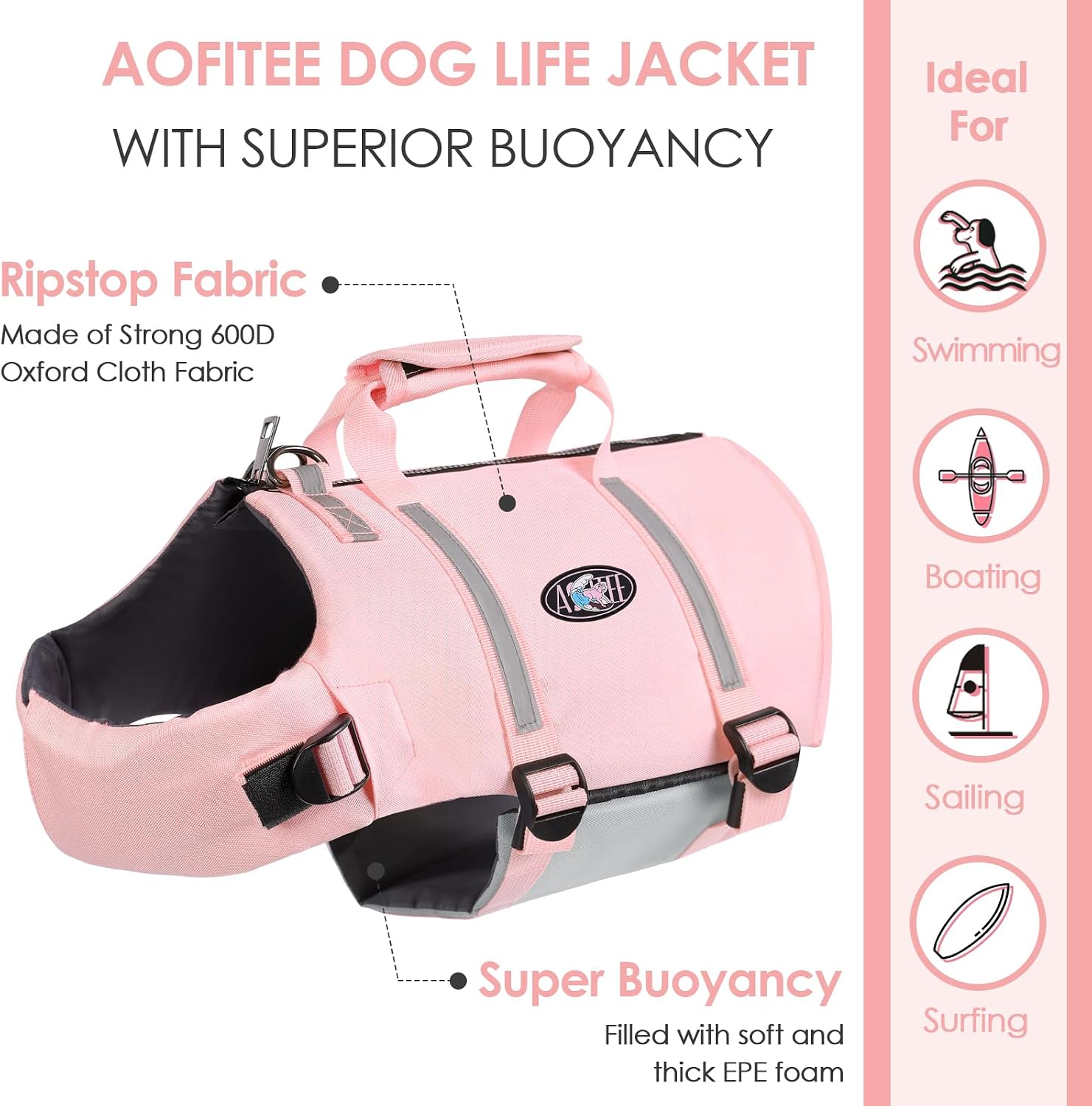 High-density pearl cotton foam pet flotation jacket close up
