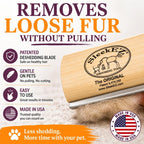 Sleekez deshedding brush removing hair from fabric surface