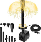 CREPOW Submersible Pond Fountain Pump front view showing warm white LED lights