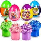 Waybla Easter Basket Stuffers 4-Pack Butter Slime Eggs front view showing four colorful plastic eggs packed with toys.