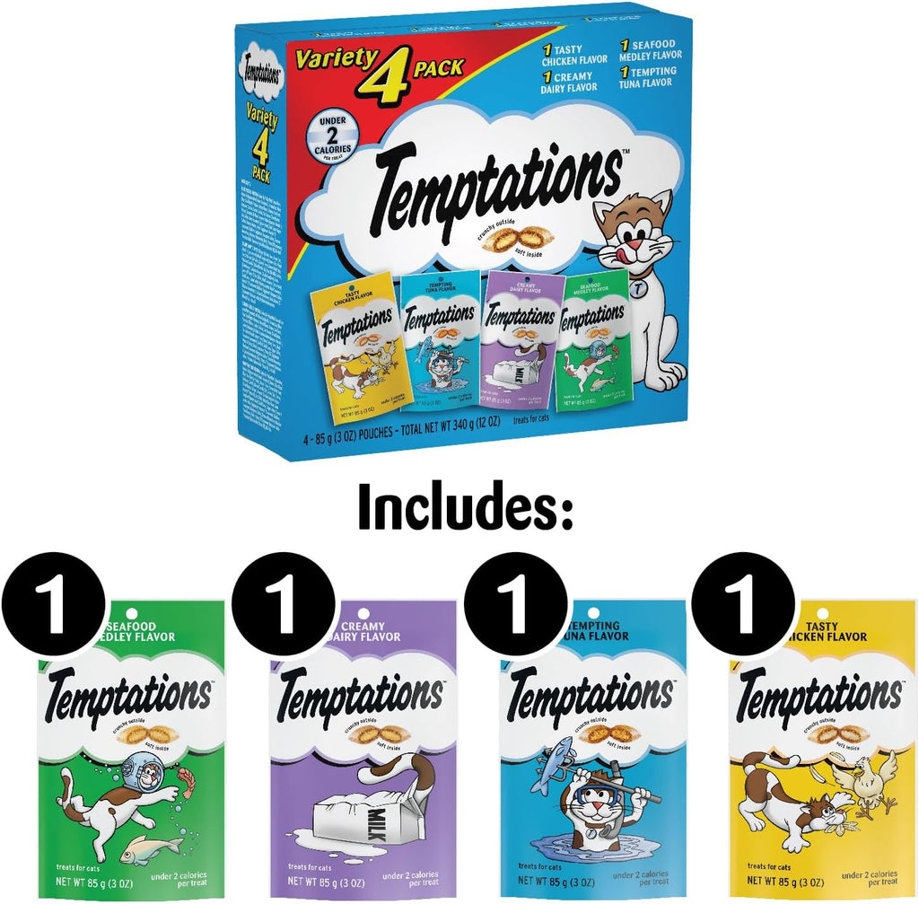 Temptations feline favorites variety pack back label details