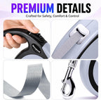 Double Retractable Dog Leash for Two Dogs Up to 50 lbs - 16 ft Coupler Leashes for Small Medium Dogs - One Locked System, Non Slip Grip, Tangle Free (Grey) - Image 9