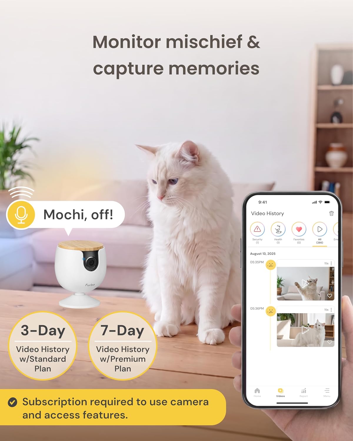 Furbo Mini Pet Camera [Subscription Required] Unlock Camera w/Paid Plan: Home Security with Dog & Cat Safety Alerts, 2-Way Audio, Mountable Smart Cam (Low Risk, 3mo Min. Cancel Anytime) - Image 13