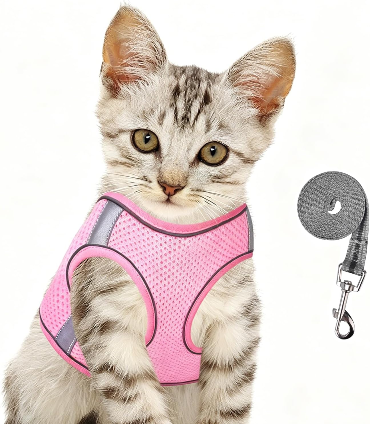 Cat Harness and Leash for Walking, Kitten Escape Proof Harnesses, Adjustable Reflective Puppy Harness with Leashes Set, Easy Adjustable Soft net Breathable Pet Safety Vest XS (Chest: 6" - 8") Black - Image 9