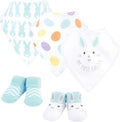 Hudson Baby unisex baby cotton bib and sock set in neutral Easter print