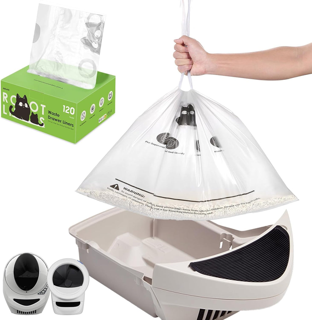 120 Tidy Draw-Pack Automatic Litter Box Bags Cat Litter Box Robot Model 5/4/3 Waste Bags, Tear-free, Sensor-compatible, Thick Heavy Duty Cat Litter Box Liner Bags 25.2 x 15.7 IN - Image 11