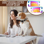 Iridescent oil slick color option for customizable pet identification tags