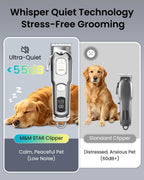 M&M STAR dog hair clipper kit with six guide combs shears and steel comb.